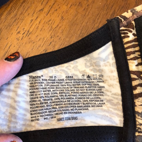 Hanes 36D padded underwire bra leopard - Picture 2 of 5
